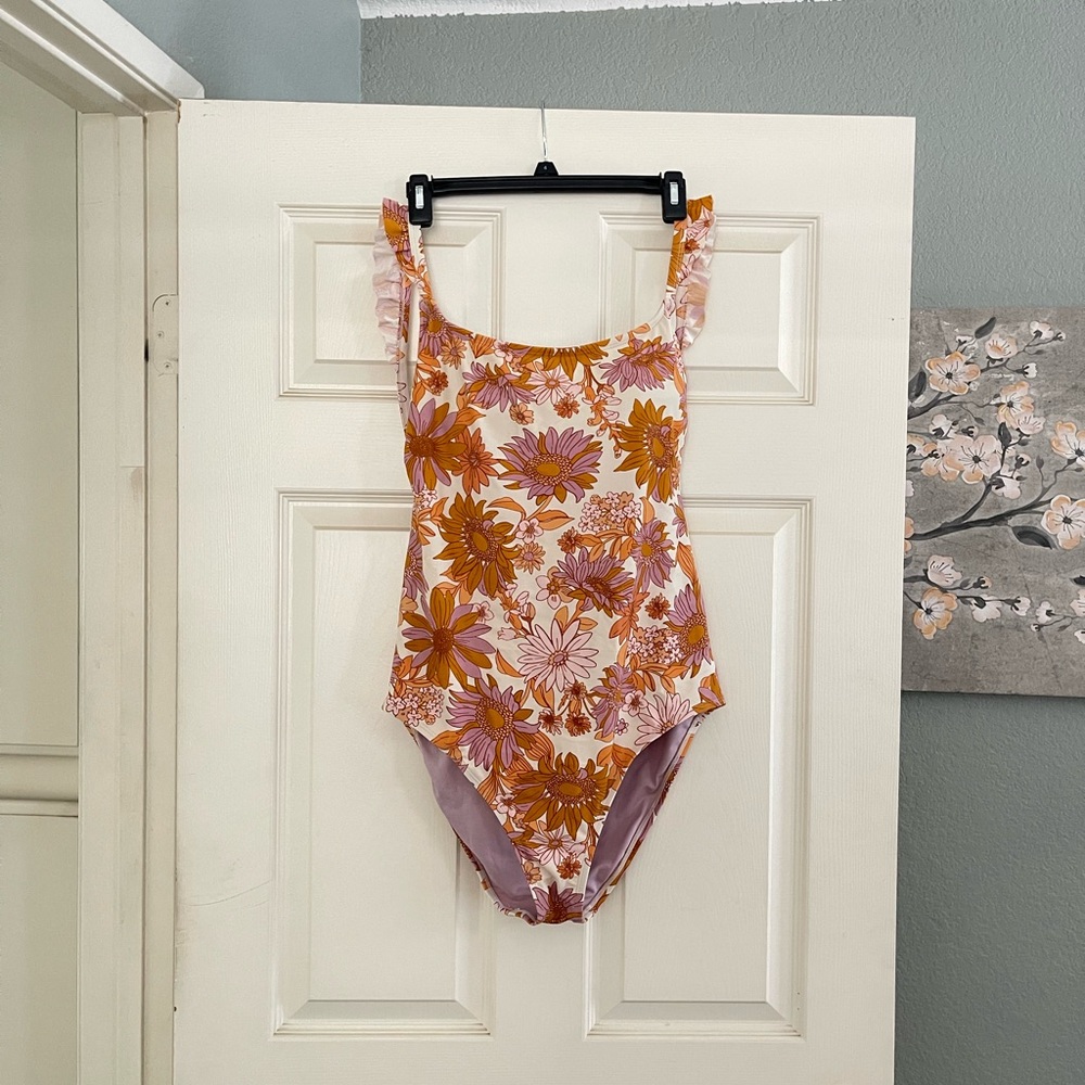 Floral one piece bathing suit